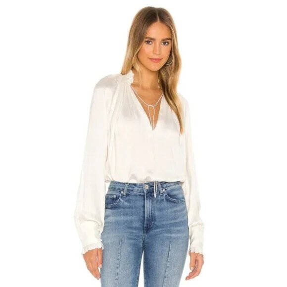 JONATHAN SIMKHAI STANDARD Ruched Front Top In Ecru - Picture 2 of 10